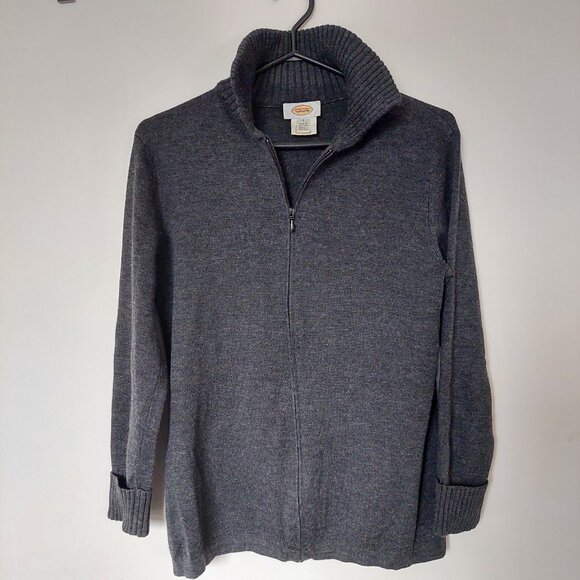 Talbots Men 100% Wool Grey Zip Sweater (Size S) - Picture 1 of 10